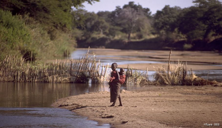 Zambian girls at a river (background image)